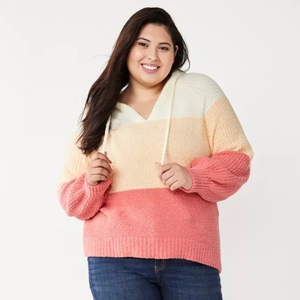 SO Kohl’s Colorblock V Neck Slouchy Hoodie US S